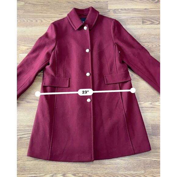 Kate  spade BURGUNDY PEARL BUTTONS A-line Wool Blend Coat size XL - Picture 4 of 13